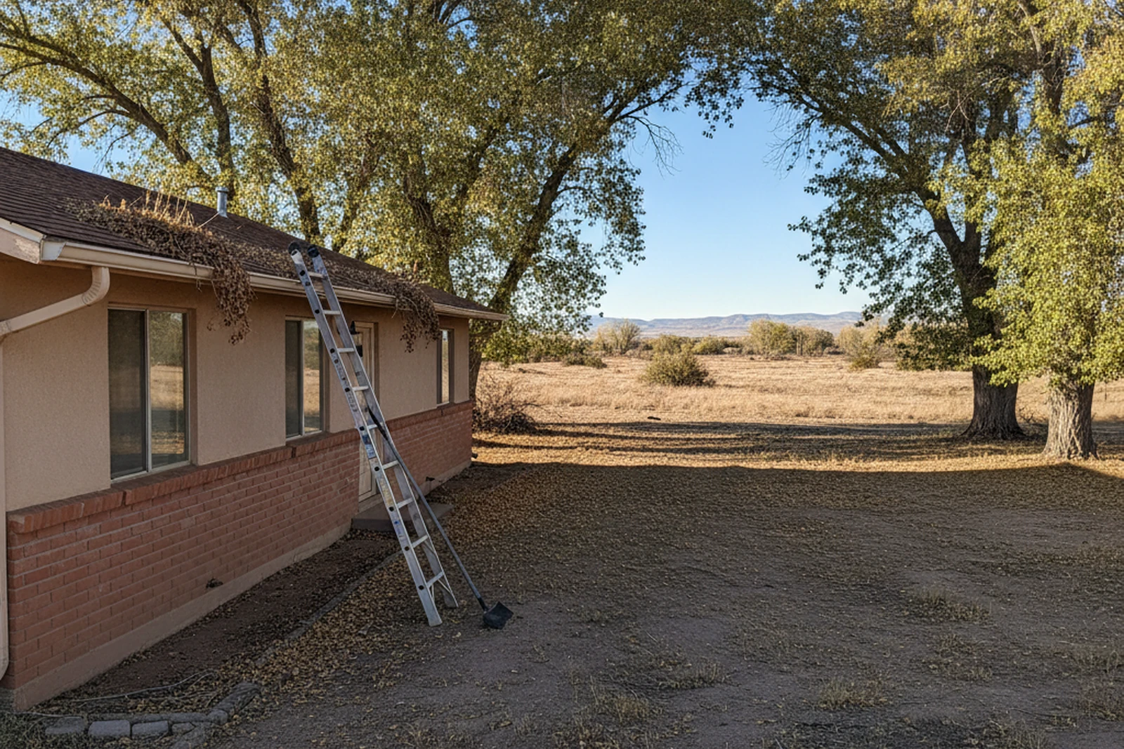 Chaves County New Mexico Pecos River residential Artesia Dexter cottonwood trees high desert property gutter area